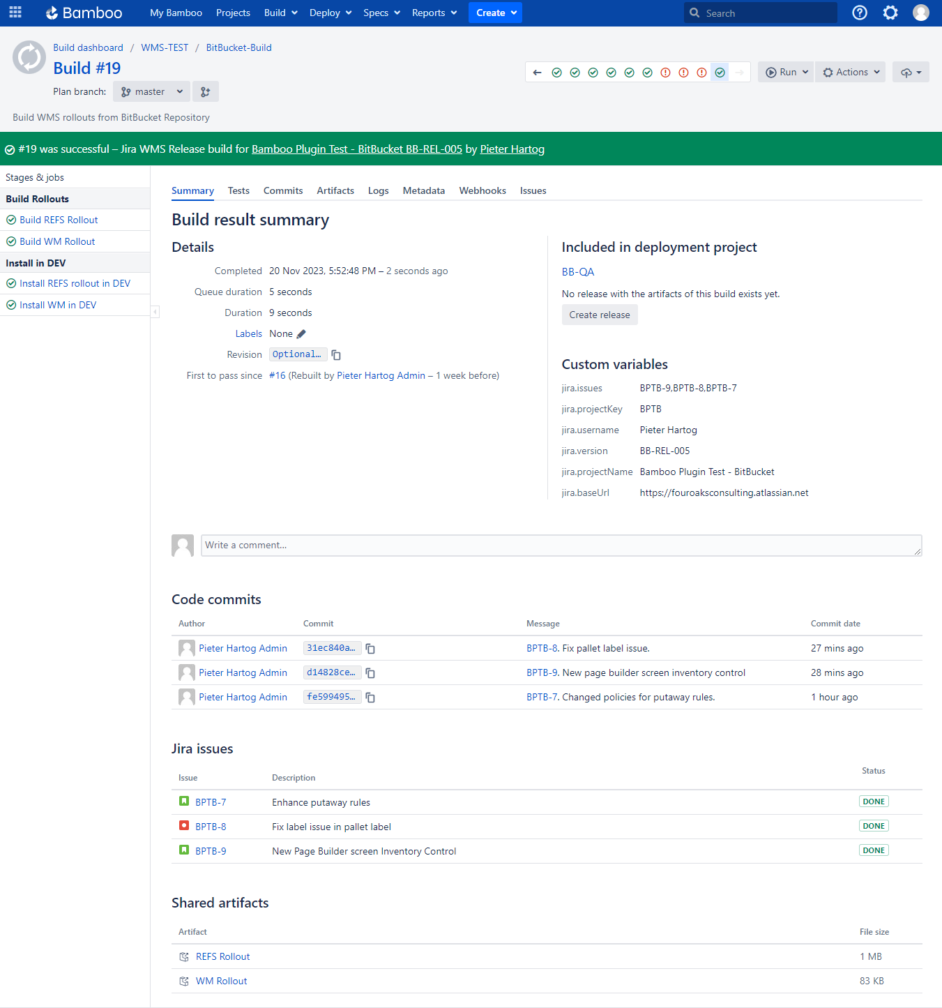 Build screen after jira release