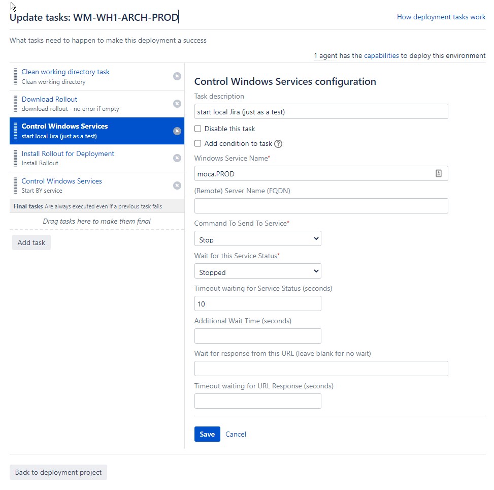 Bamboo Deployment Configuration: Task Control Windows Service