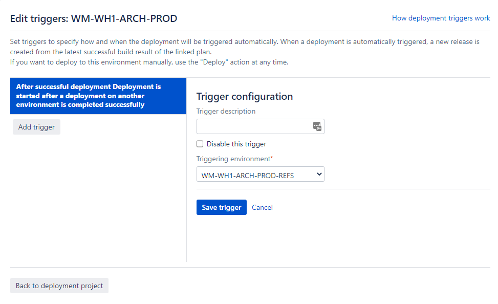 Bamboo Deployment Configuration: Triggers