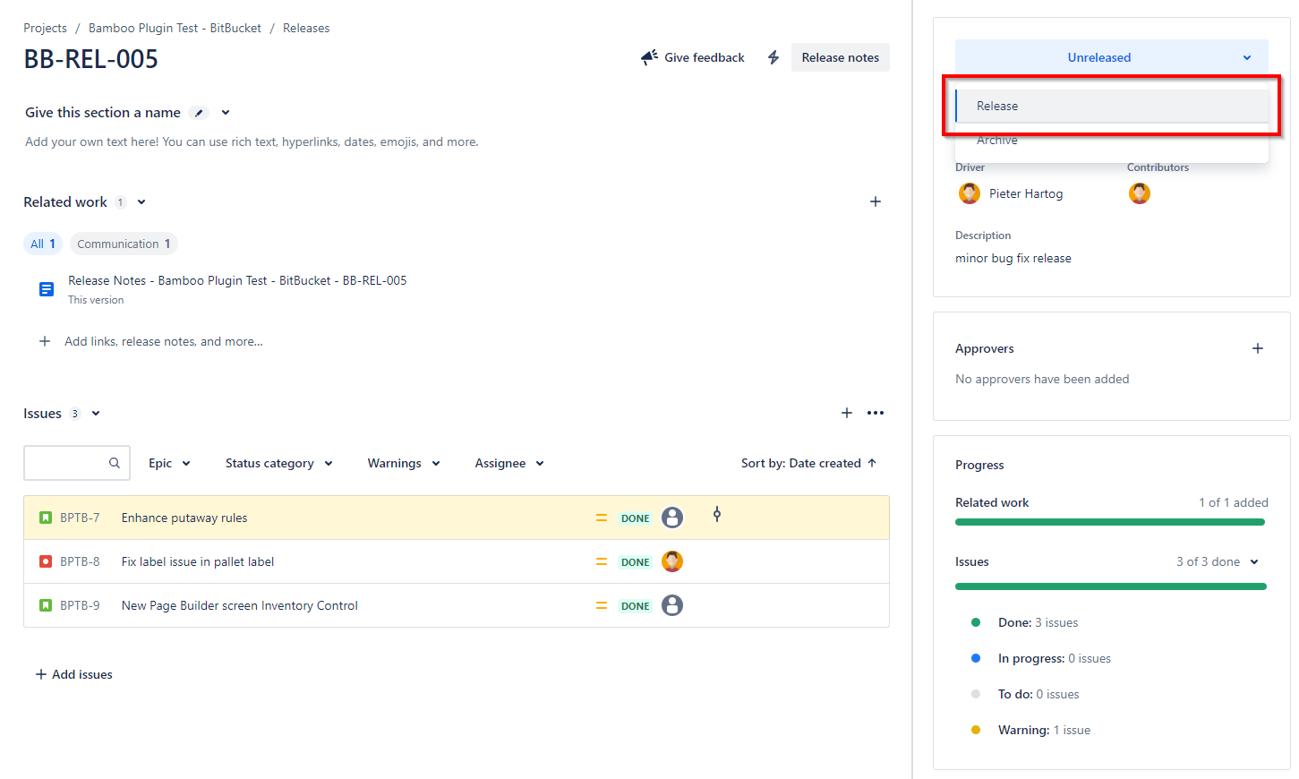 Jira Release Overview